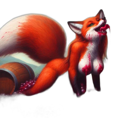 creature, animal, concept art, watercolor, fantasy art, photorealistic, red, colorful transparent PNG cut-out