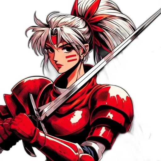 sword, weapon, staff, anime, concept art, pixel art, comic book art, red transparent PNG cut-out