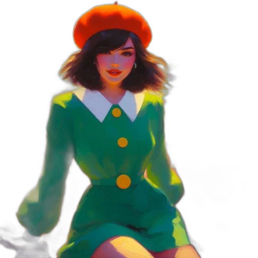 hat, dress, jacket, concept art, watercolor, pixel art, fantasy art, snow transparent PNG cut-out