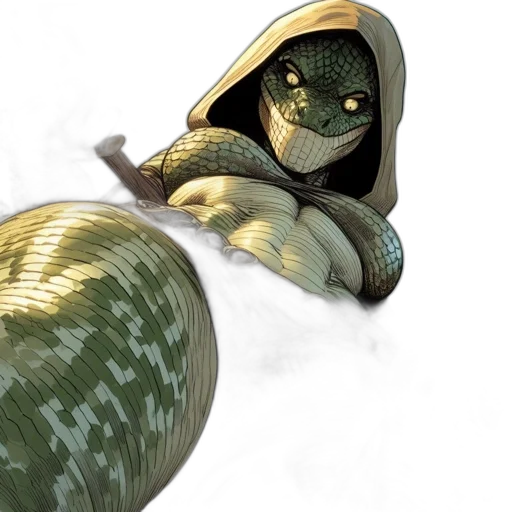 concept art, comic book art, fantasy art, 3d render, green, anthropomorphic, reptile, figure transparent PNG cut-out