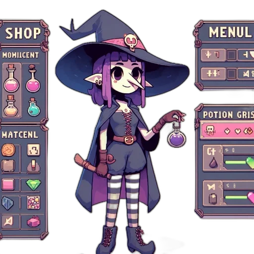 staff, weapon, hat, jewelry, pixel art, concept art, fantasy art, anime transparent PNG cut-out