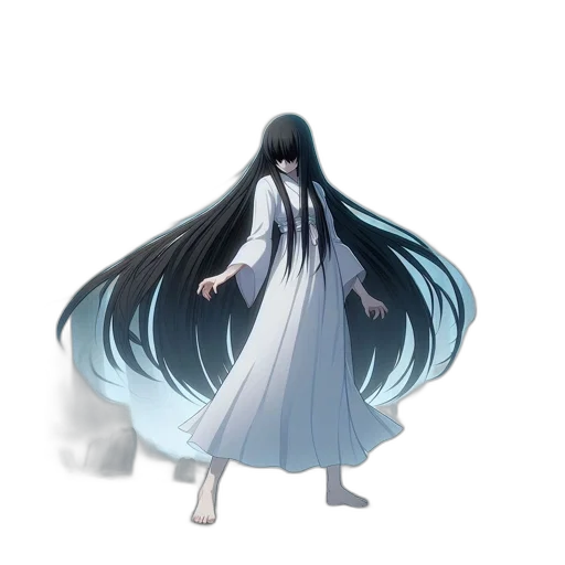 dress, hair, creature, mask, concept art, anime, fantasy art, pixel art transparent PNG cut-out