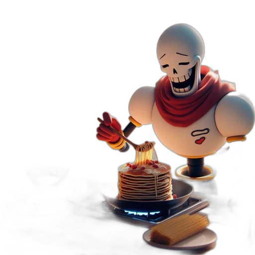 robot, food, 3d render, concept art, fire, robotic, figure, kitchen transparent PNG cut-out