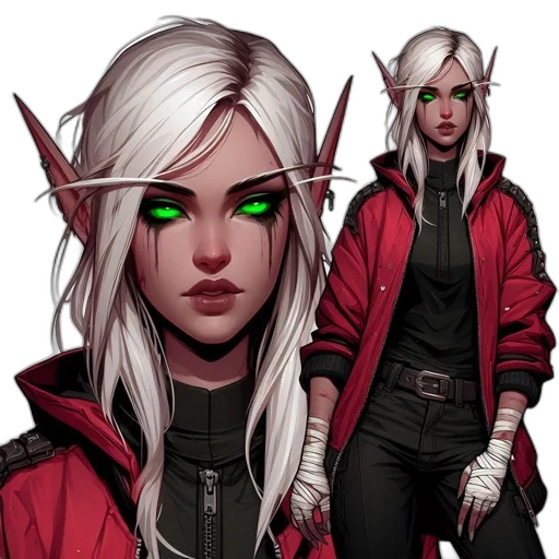 jacket, staff, concept art, fantasy art, comic book art, pixel art, red, dark transparent PNG cut-out