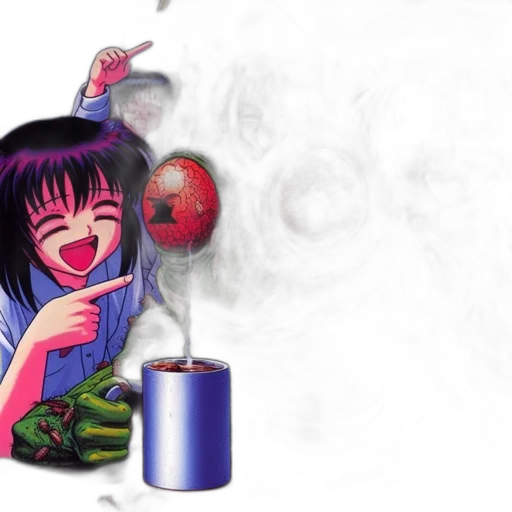 vaporwave, anime, concept art, cartoon, fire, outer space, group, young transparent PNG cut-out