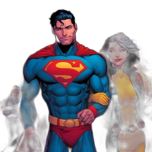 comic book art, concept art, two, iconic, superheroes, superman, likely, margo transparent PNG cut-out