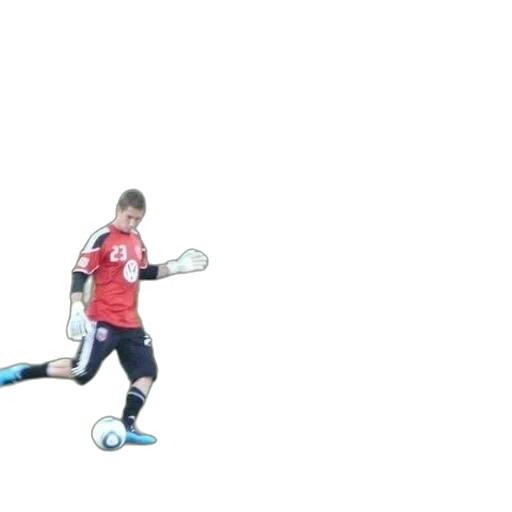 robot, weapon, 3d render, photorealistic, soccer, player, red, jersey transparent PNG cut-out