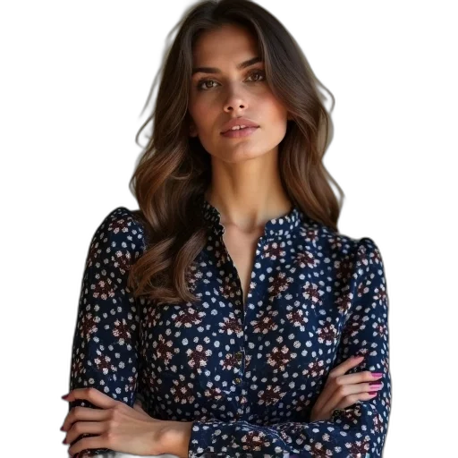 dress, staff, jacket, jewelry, kija, women, navy, printed transparent PNG cut-out
