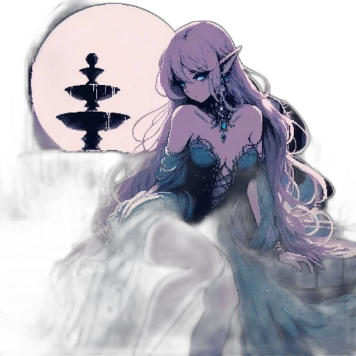 dress, staff, crown, jewelry, concept art, fantasy art, anime, pixel art transparent PNG cut-out