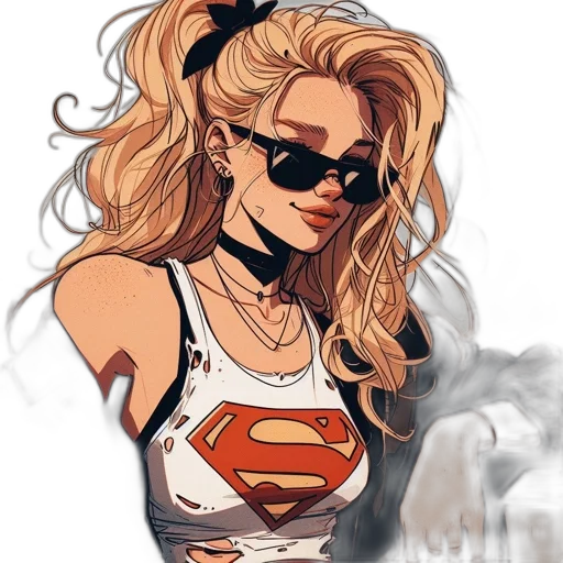 comic book art, cartoon, concept art, pixel art, neon, animated, female, character transparent PNG cut-out