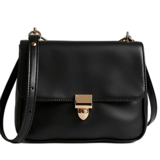 black, anya, crossbody, bag transparent PNG cut-out