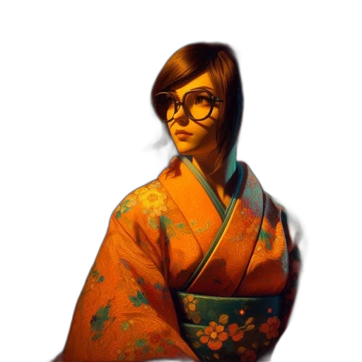 dress, face, staff, photorealistic, concept art, anime, fantasy art, golden transparent PNG cut-out