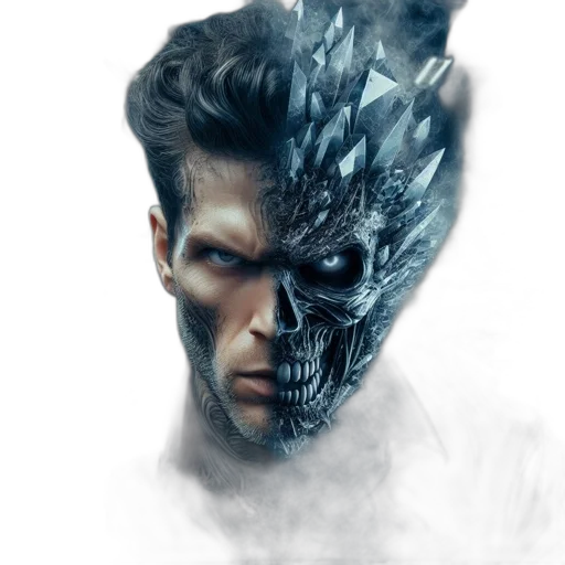 mask, face, robot, creature, concept art, comic book art, fantasy art, cyberpunk transparent PNG cut-out