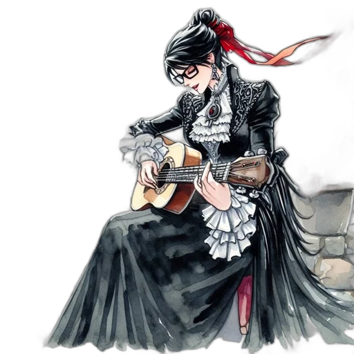 concept art, watercolor, fantasy art, anime, animated, female, character, wears transparent PNG cut-out