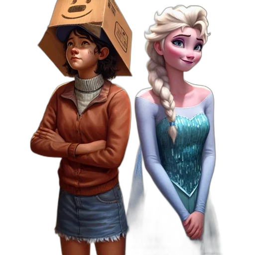 hat, dress, crown, umbrella, concept art, fantasy art, 3d render, comic book art transparent PNG cut-out