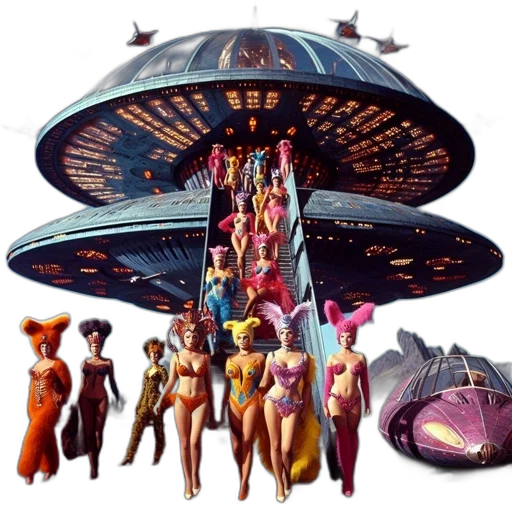 concept art, fantasy art, outer space, futuristic, structure, domed, top, colorful transparent PNG cut-out