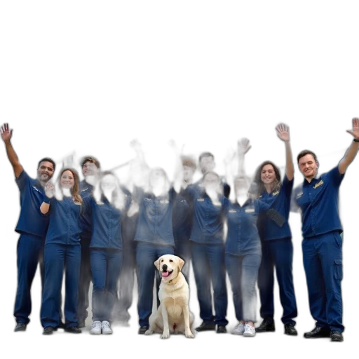 staff, group, people, including, both, men, women, standing transparent PNG cut-out