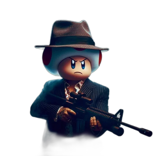 weapon, robot, staff, hat, concept art, pixel art, 3d render, cartoon transparent PNG cut-out