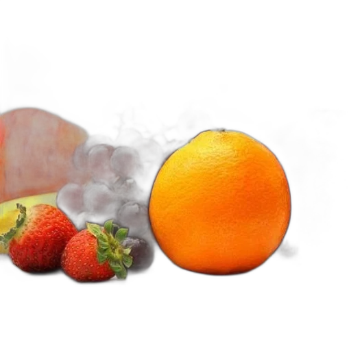 food, photorealistic, 3d render, vibrant, assortment, fruits, including, orange transparent PNG cut-out