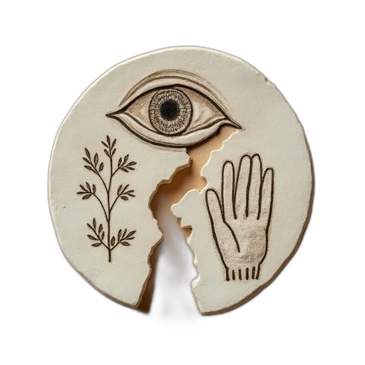 jewelry, mask, face, broken, ceramic, piece, design, featuring transparent PNG cut-out