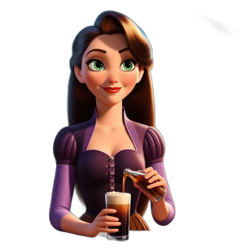 dress, staff, jewelry, face, 3d render, cartoon, concept art, fantasy art transparent PNG cut-out