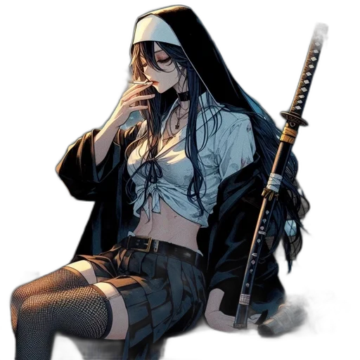 staff, weapon, jacket, sword, concept art, cyberpunk, comic book art, pixel art transparent PNG cut-out