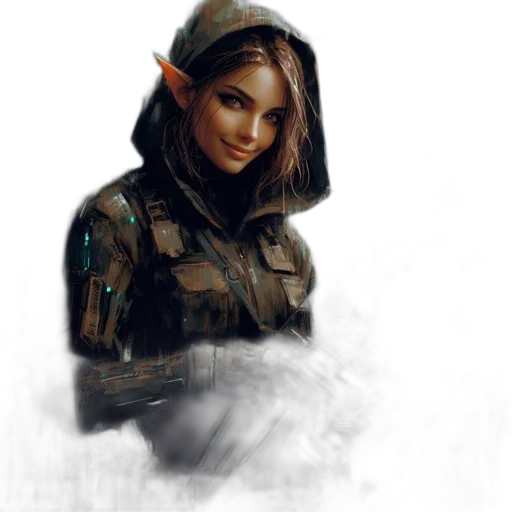 face, jacket, weapon, mask, fantasy art, concept art, photorealistic, pixel art transparent PNG cut-out