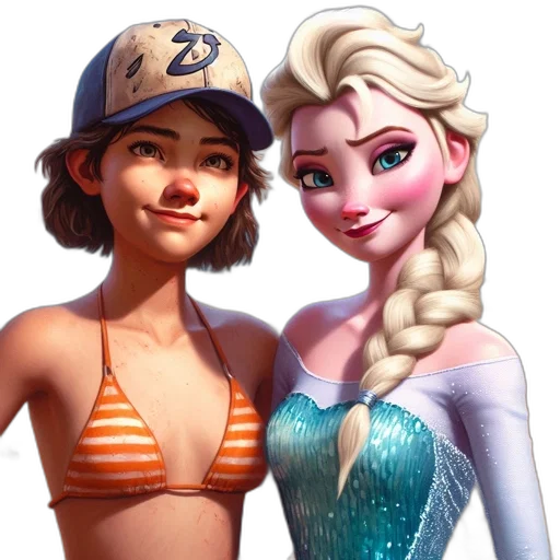concept art, 3d render, cartoon, fantasy art, underwater, two, animated, characters transparent PNG cut-out