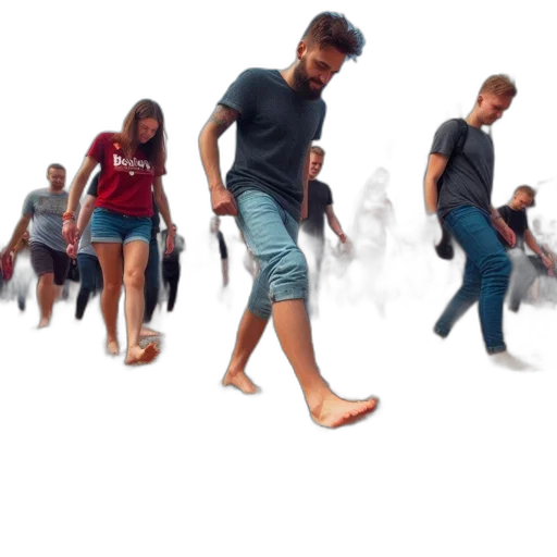 shoes, 3d render, concept art, photorealistic, beach, diverse, group, people transparent PNG cut-out