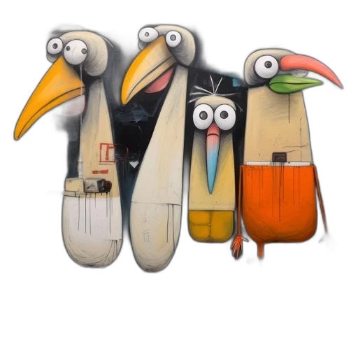 staff, concept art, cartoon, 3d render, four, stylized, unique, bird transparent PNG cut-out