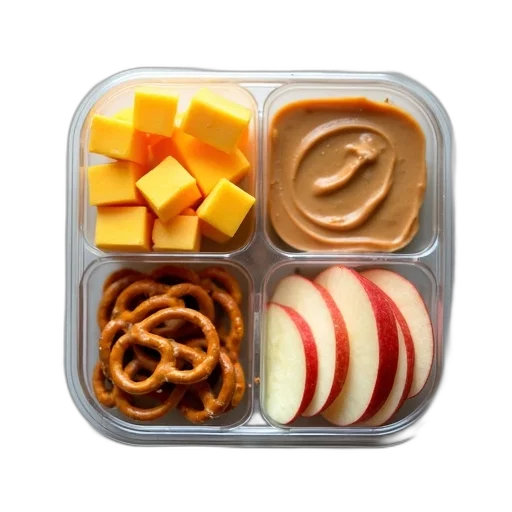 food, clear, plastic, container, filled, various, snacks, table transparent PNG cut-out