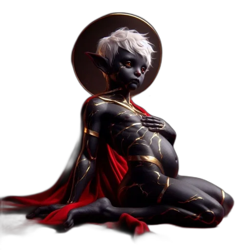 crown, dress, concept art, fantasy art, comic book art, 3d render, outer space, dark transparent PNG cut-out
