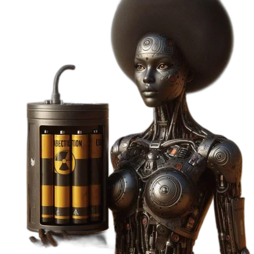 robot, hair, dress, concept art, cyberpunk, 3d render, photorealistic, outer space transparent PNG cut-out