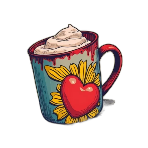 food, flower, pixel art, 3d render, photorealistic, pop, art, mug transparent PNG cut-out
