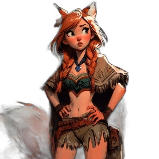 staff, dress, animal, fantasy art, concept art, pixel art, comic book art, earth tones transparent PNG cut-out