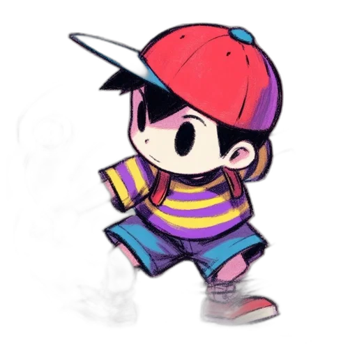hat, creature, concept art, watercolor, cartoon, pixel art, red, colorful transparent PNG cut-out