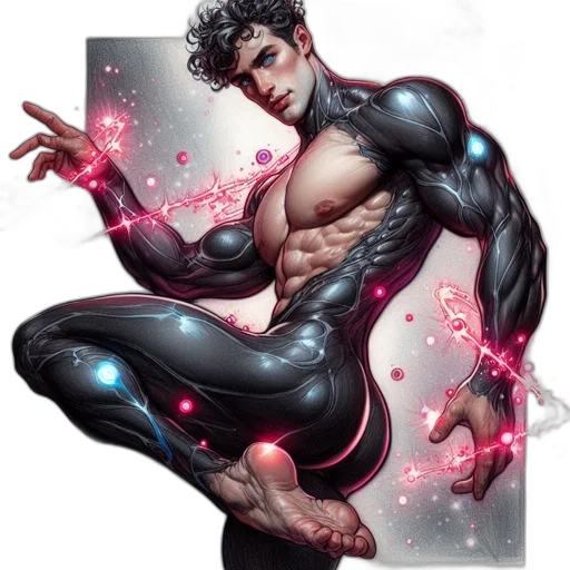 comic book art, concept art, fantasy art, photorealistic, powerful, shiny, metallic, male transparent PNG cut-out