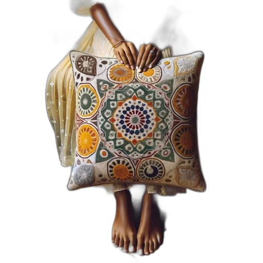 mask, furniture, jewelry, umbrella, photorealistic, 3d render, earth tones, person transparent PNG cut-out