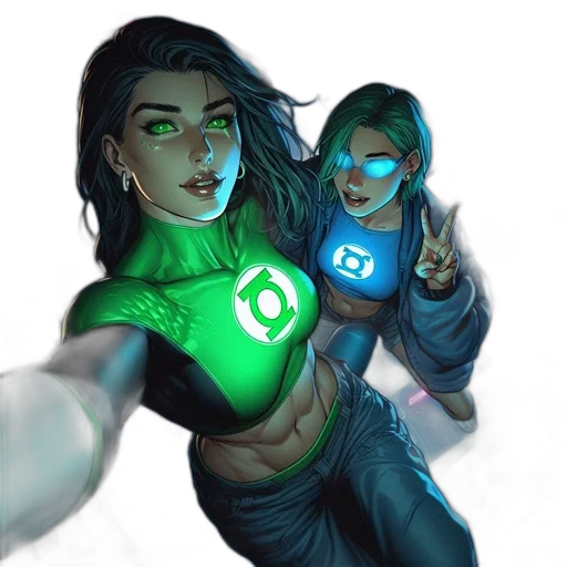 jacket, comic book art, concept art, fantasy art, cyberpunk, neon lights, green, neon transparent PNG cut-out