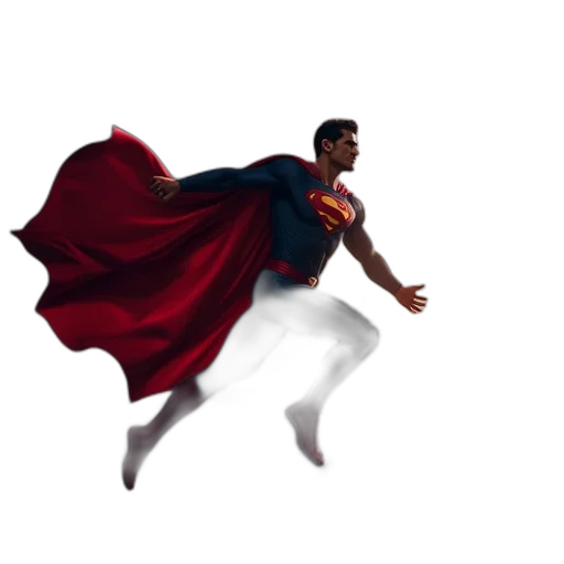 concept art, comic book art, pixel art, 3d render, superman, flying, through, cosmos transparent PNG cut-out