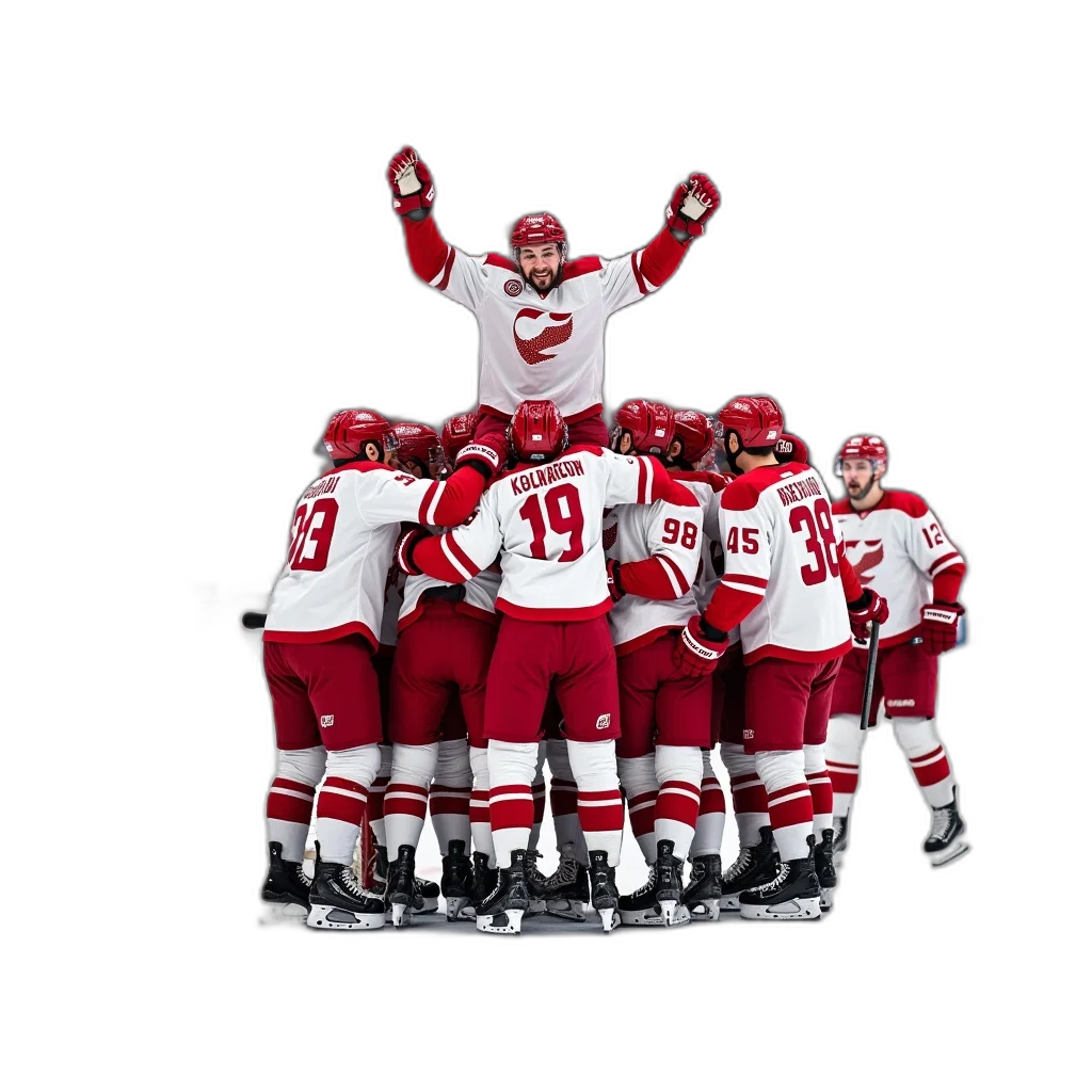 group, ice, hockey, players, celebrating, goal, one, player transparent PNG cut-out