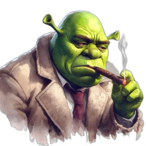 staff, face, concept art, photorealistic, comic book art, fantasy art, green, shrek transparent PNG cut-out