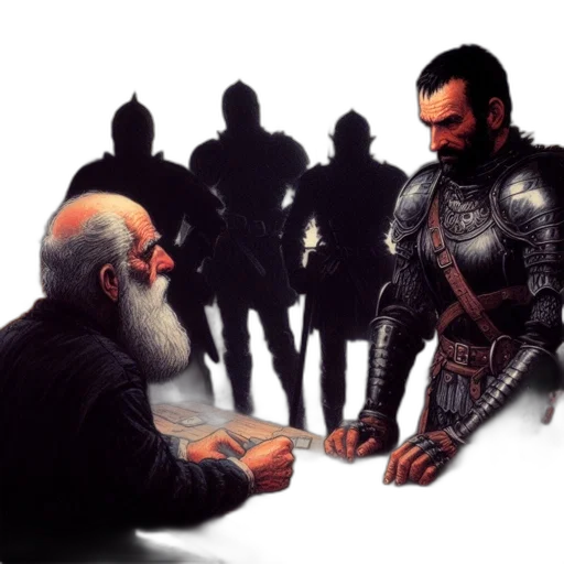 sword, concept art, fantasy art, comic book art, pixel art, fire, elderly, scholar transparent PNG cut-out