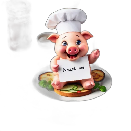 food, animal, 3d render, concept art, photorealistic, kitchen, countertop, pig transparent PNG cut-out