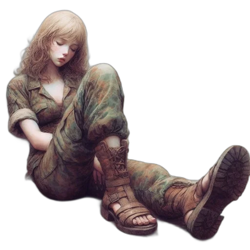shoes, weapon, dress, jacket, photorealistic, concept art, fantasy art, oil painting transparent PNG cut-out