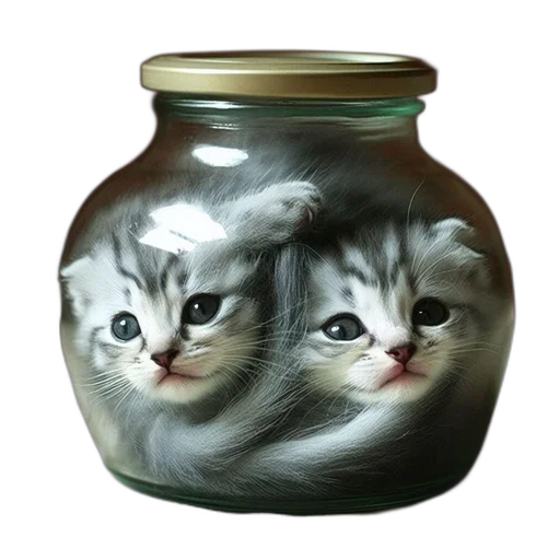 bottle, oil painting, photorealistic, fantasy art, 3d render, two, kittens, distinctive transparent PNG cut-out