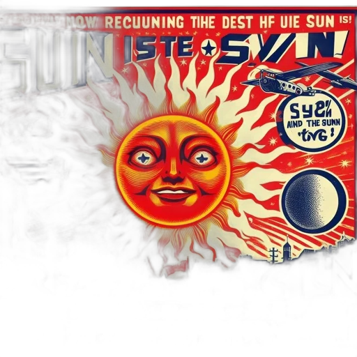 anthropomorphic, sun, surprised, expression, surrounded, bold, symbols, elements transparent PNG cut-out