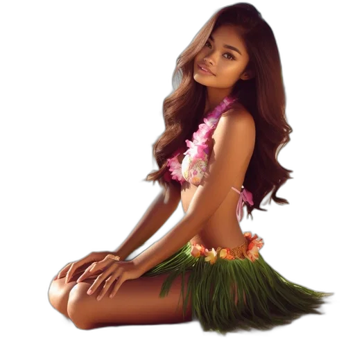 hair, photorealistic, concept art, fantasy art, pixel art, young, woman, floral transparent PNG cut-out