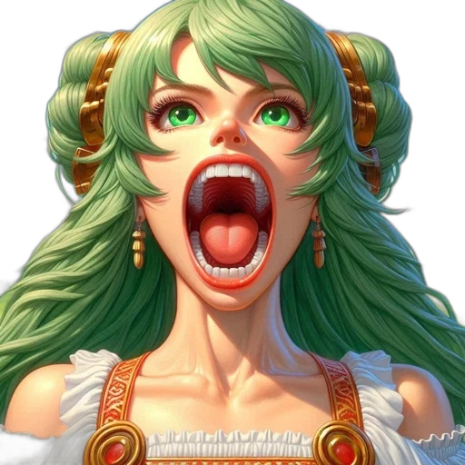 face, fantasy art, concept art, anime, photorealistic, green, female, animated transparent PNG cut-out