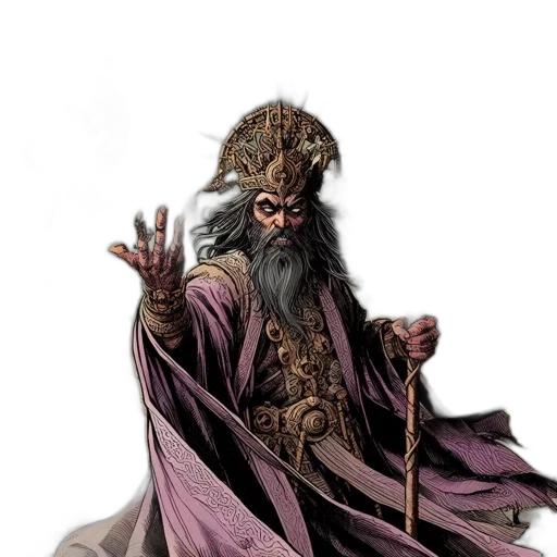 staff, crown, hat, fantasy art, concept art, comic book art, photorealistic, imposing transparent PNG cut-out
